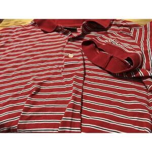 The Masters Collection Red Striped Golf Polo Mens Large 100% Cotton‎